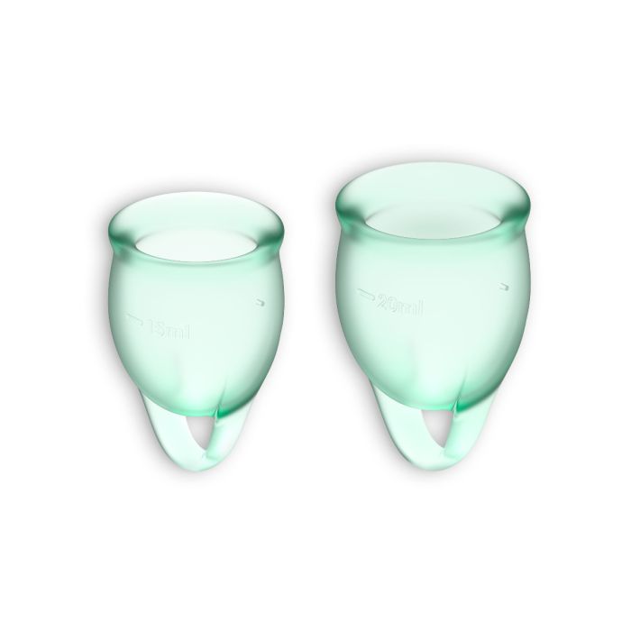 Conjunto de 2 Copos Menstruais Satisfyer Feel Confident Verde Claro