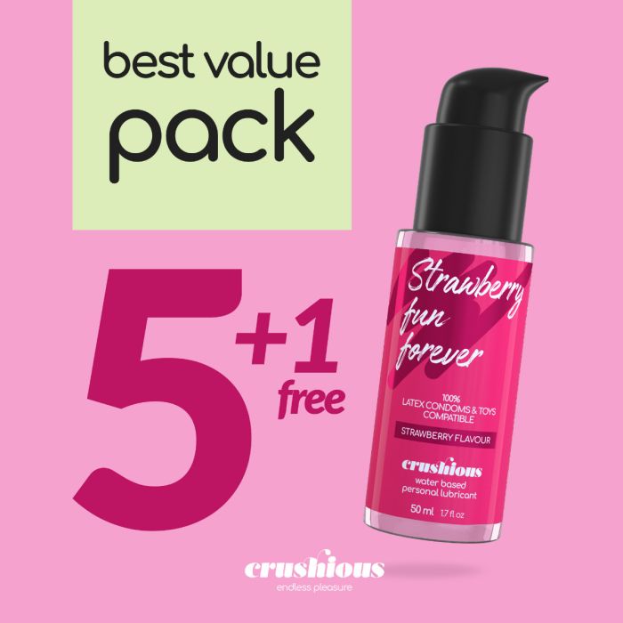 Pack de Lubrificantes à Base de Água Beijável Morango (5 X 50 ml) + 1 Grátis