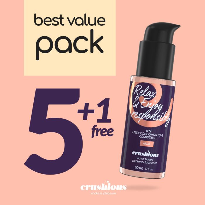 Pack de Lubrificantes Anal à Base de Água Crushious (5 X 50 ml) + 1 Grátis