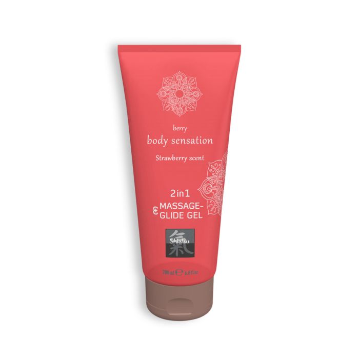 Gel Massagem e Lubrificante 2 em 1 Morango Shiatsu (200 ml)