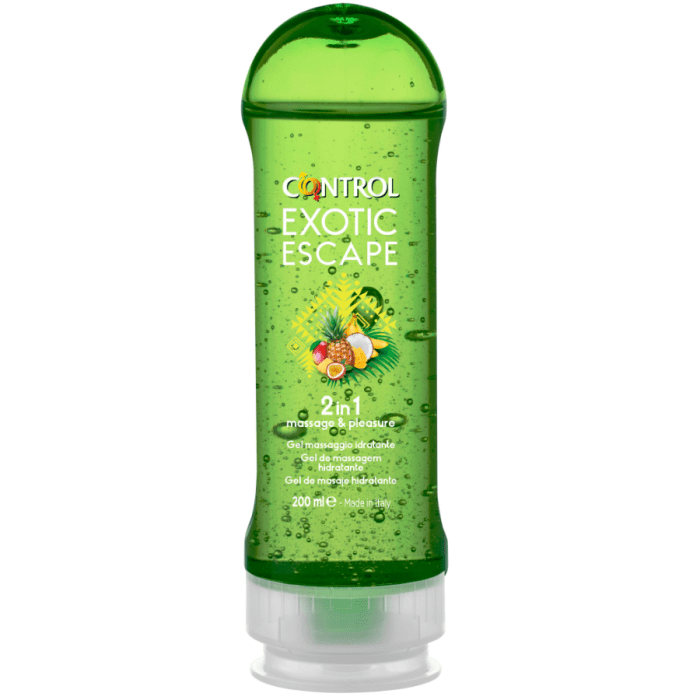 Gel de Massagem Estimulante Control 2 em 1 Massage & Pleasure Exotic Escape (200 ml)