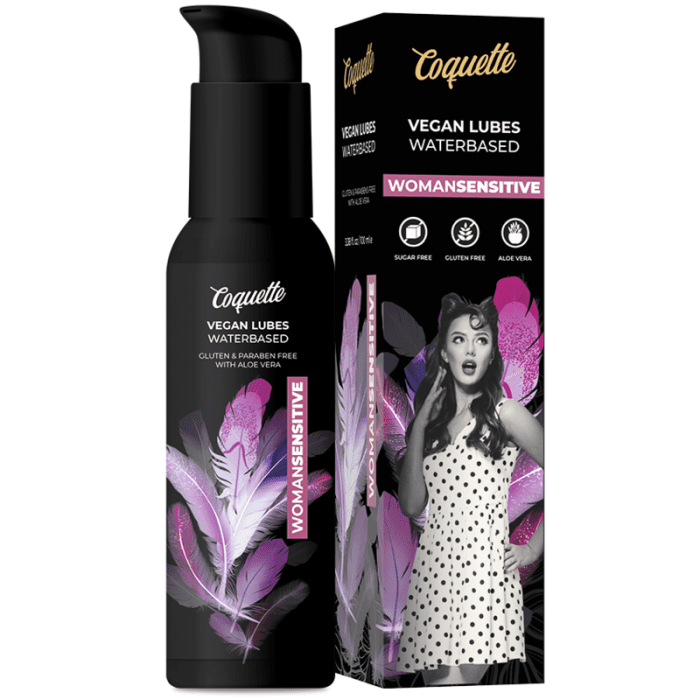 Lubrificante à Base de Água Coquette Vegan Lubes WomanSensitive (100 ml) Conjunto