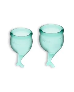 Conjunto de 2 Copos Menstruais Satisfyer Feel Secure Verde Securo